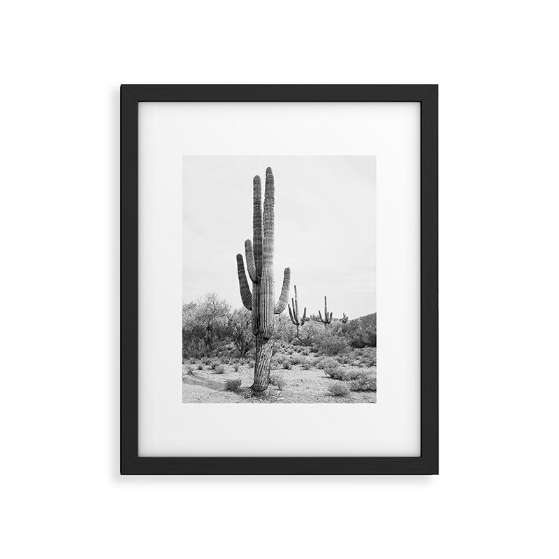 Desert Cactus BW Framed Art Print Gallery Image 5