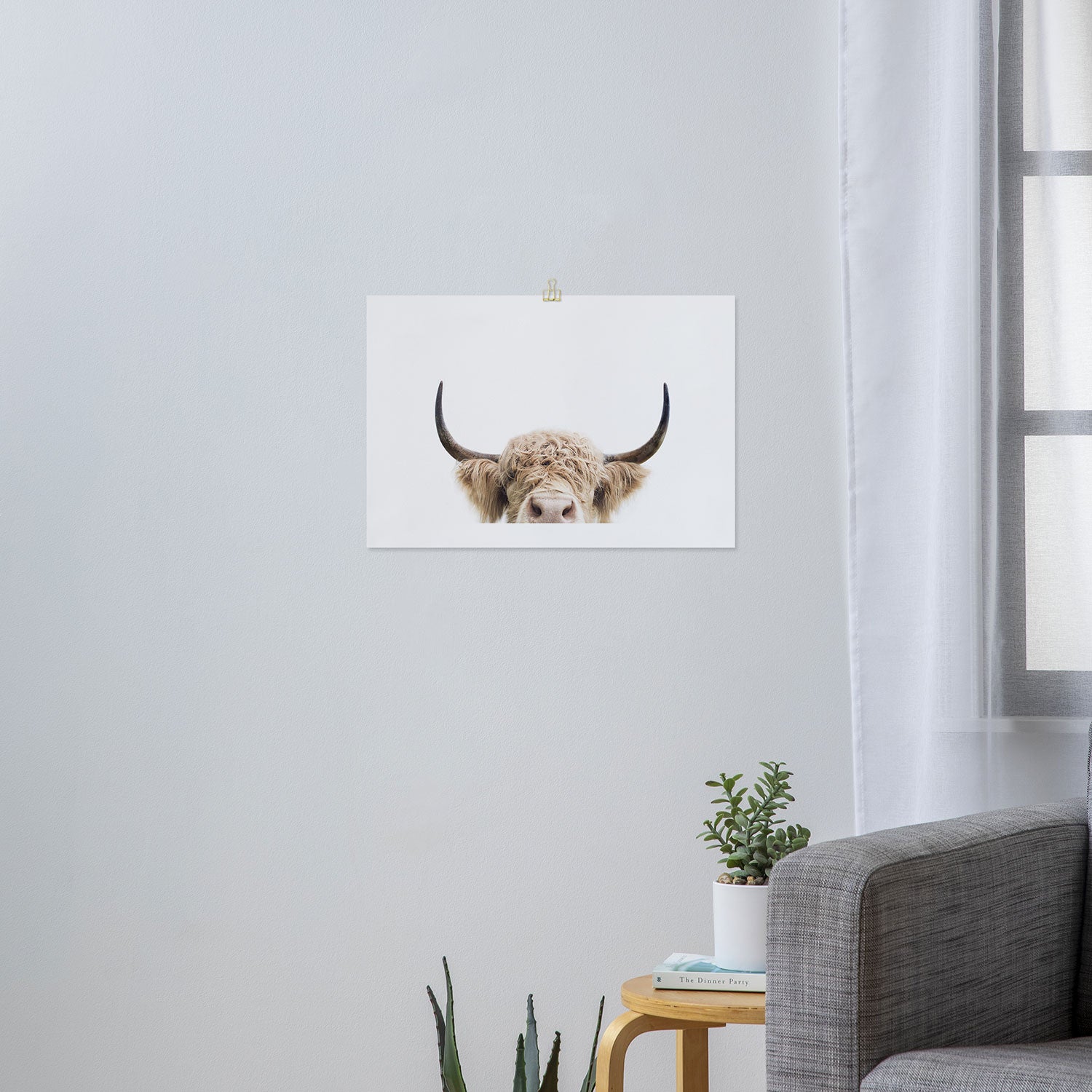 Peeking Highland Cow Art Print Gallery Image 3