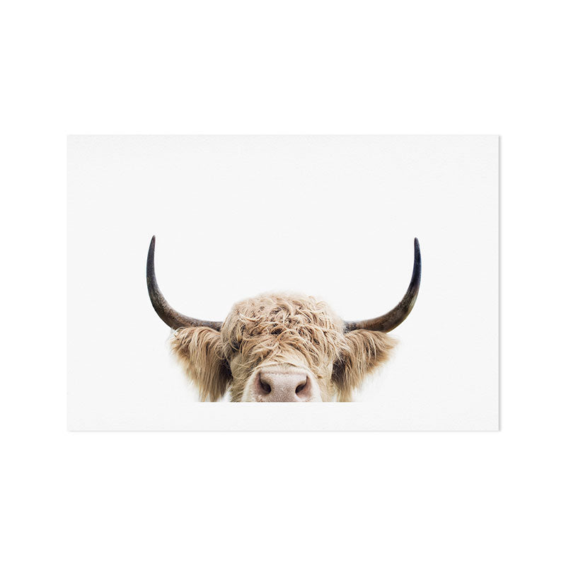 Peeking Highland Cow Art Print Gallery Image 1