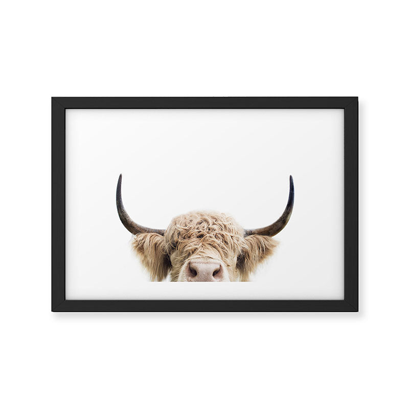 Peeking Highland Cow Framed Art Print Gallery Image 2