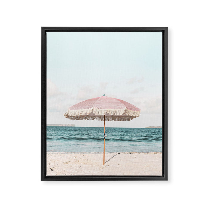 Pink Umbrella Framed Canvas Print Gallery Image 1