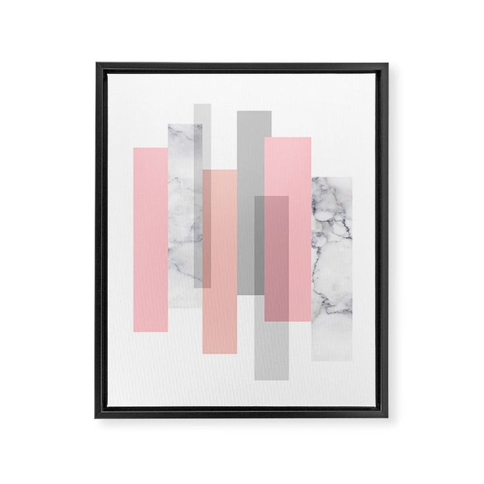 Stripes in blush and marble Framed Canvas Print Gallery Image 1