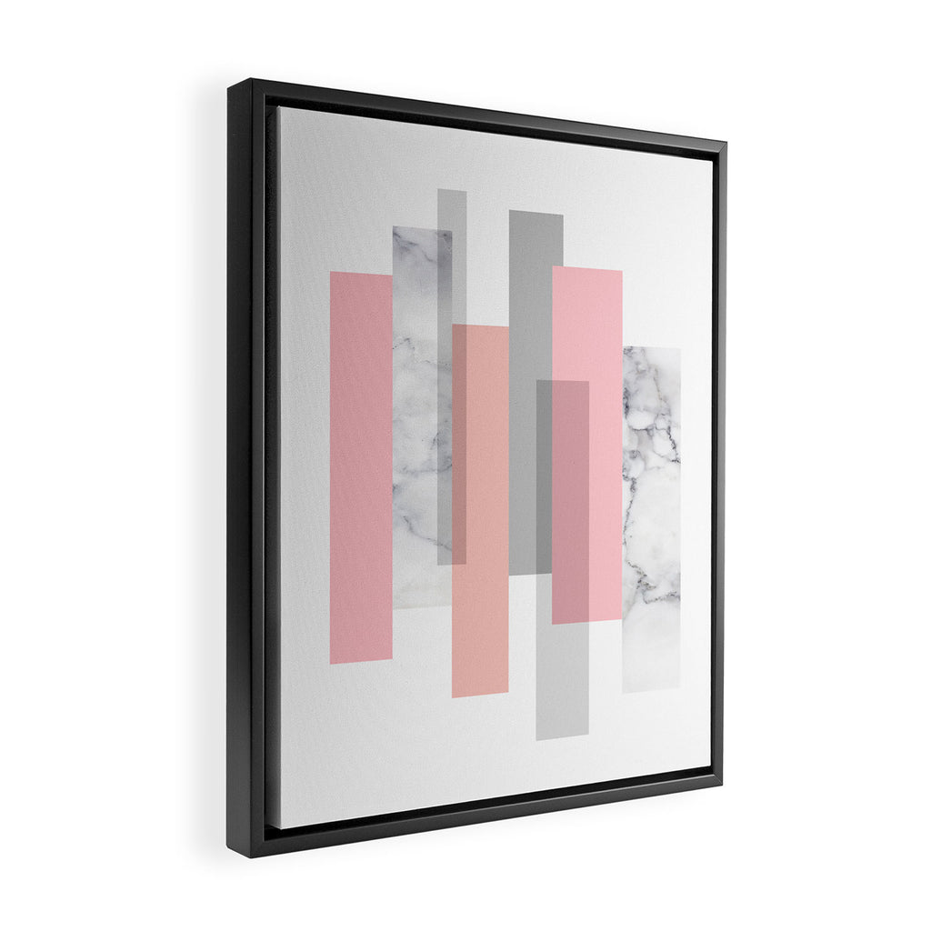 Stripes in blush and marble Framed Canvas Print Gallery Image 2