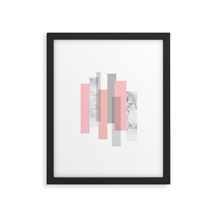 Stripes in blush and marble Framed Art Print Gallery Image 1