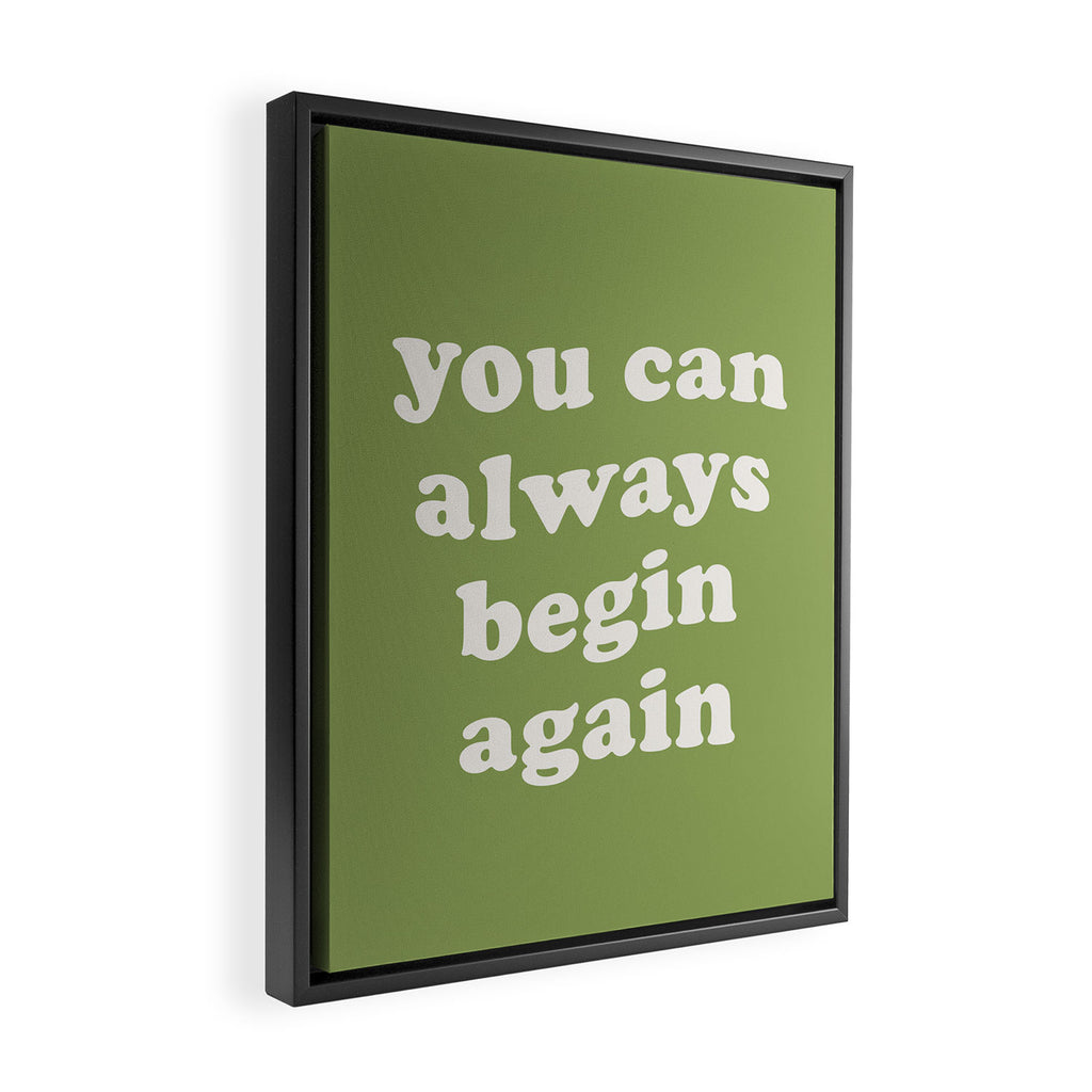 Begin Again Green Framed Canvas Print Gallery Image 2