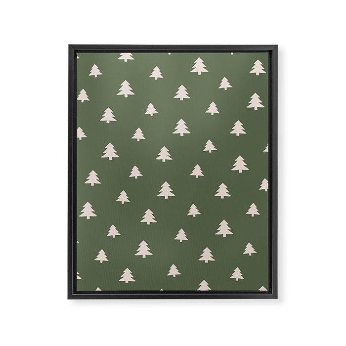 Christmas Tree Pattern Green Framed Canvas Print Gallery Image 1