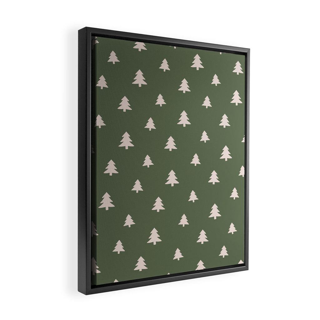 Christmas Tree Pattern Green Framed Canvas Print Gallery Image 2