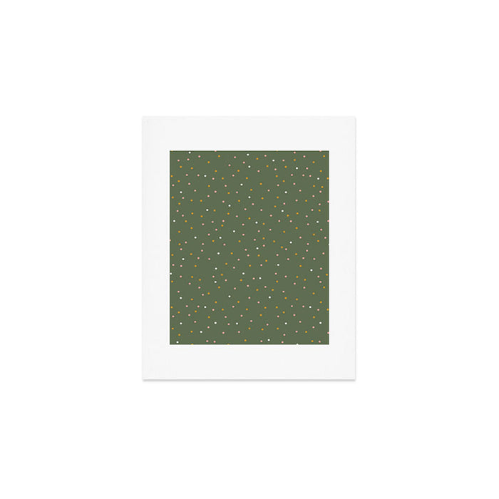 Confetti Pink Gold Cream On Muted Green Art Print Gallery Image 1