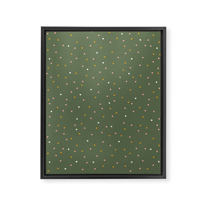 Confetti Pink Gold Cream On Muted Green Framed Canvas Print Gallery Image 1