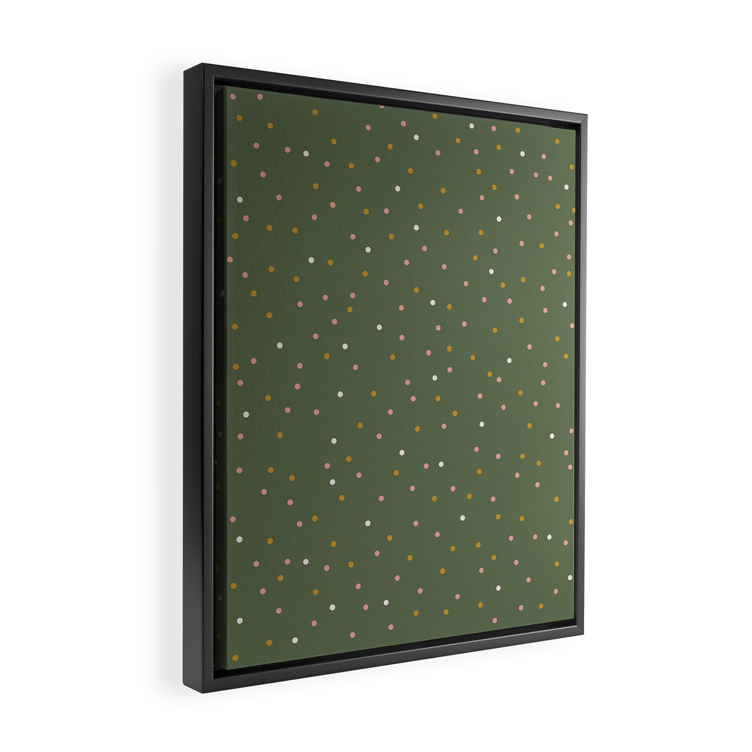 Confetti Pink Gold Cream On Muted Green Framed Canvas Print Gallery Image 2
