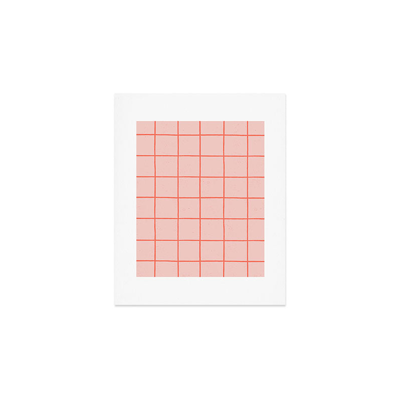 Grid Pattern Peach Art Print Gallery Image 1