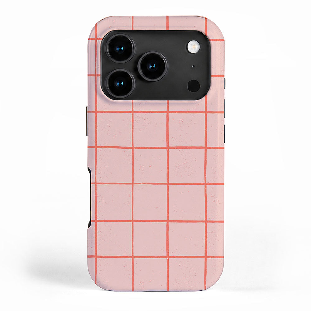 Grid Pattern Peach iPhone Case Gallery Image 1