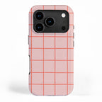 Grid Pattern Peach iPhone Case Gallery Image 1