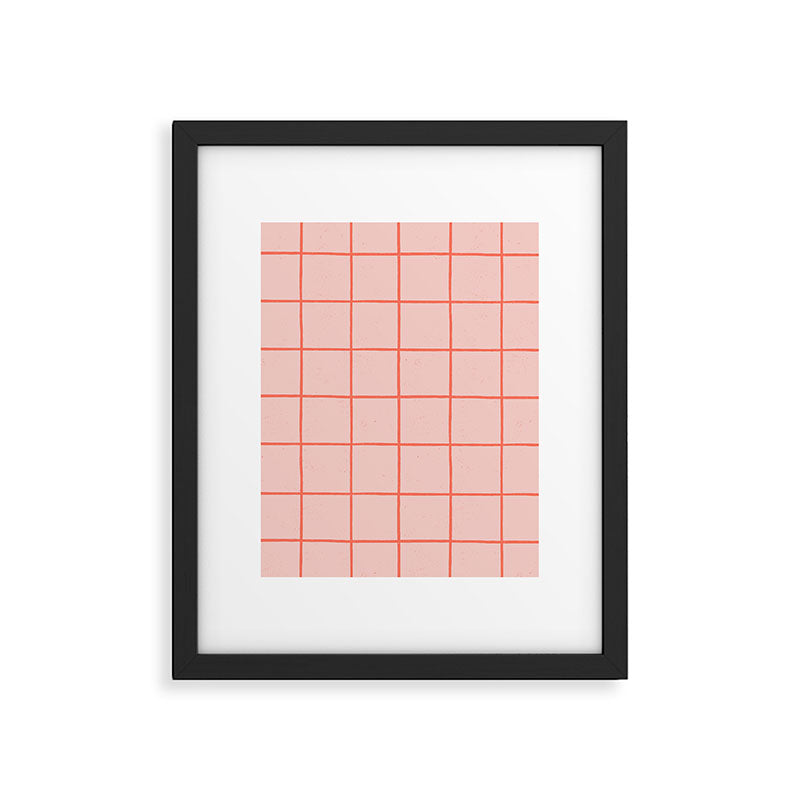 Grid Pattern Peach Framed Art Print Gallery Image 5
