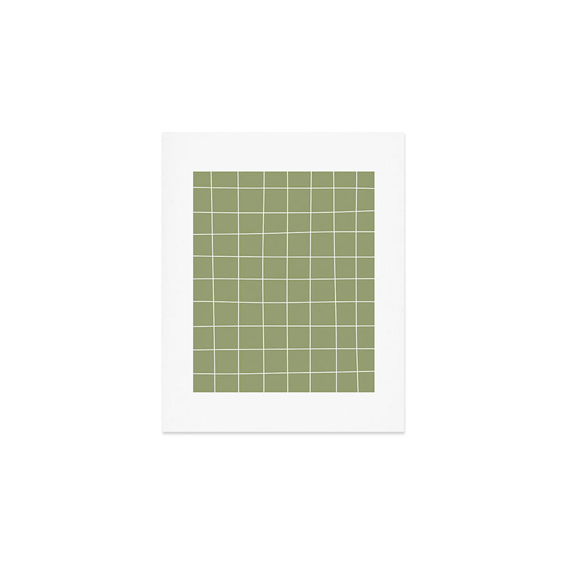 Hand Drawn Grid Green Art Print Gallery Image 1