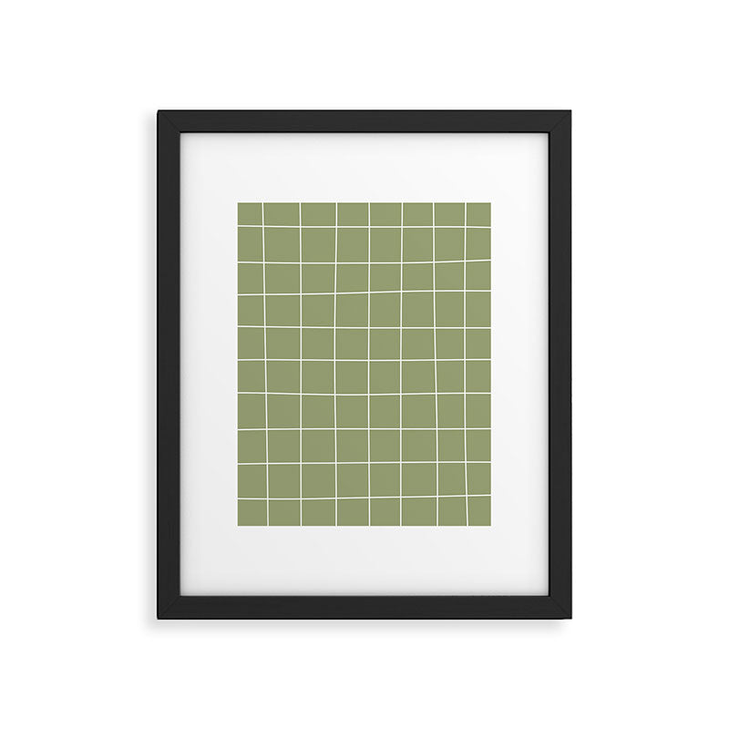 Hand Drawn Grid Green Framed Art Print Gallery Image 6