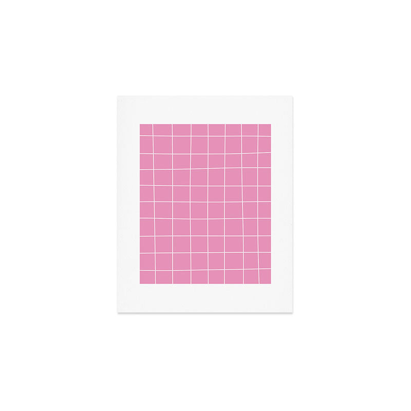 Hand Drawn Grid Hot Pink Art Print Gallery Image 1