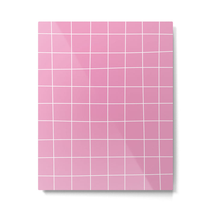 Hand Drawn Grid Hot Pink Metal Print Gallery Image 1