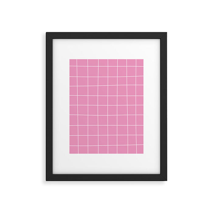 Hand Drawn Grid Hot Pink Framed Art Print Gallery Image 1