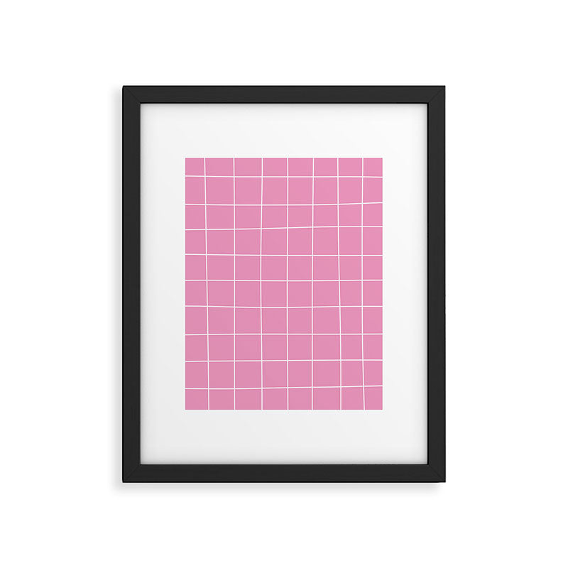 Hand Drawn Grid Hot Pink Framed Art Print Gallery Image 6