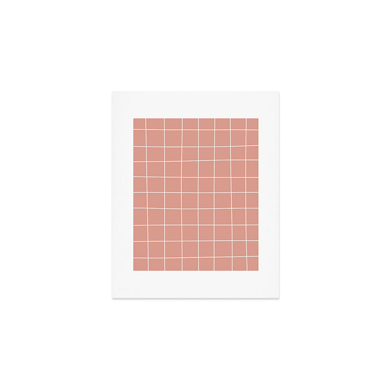 Hand Drawn Grid Pattern Peach Pink Art Print Gallery Image 1
