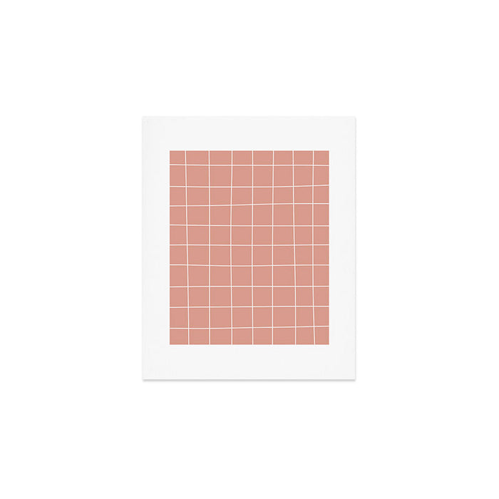 Hand Drawn Grid Pattern Peach Pink Art Print Gallery Image 1