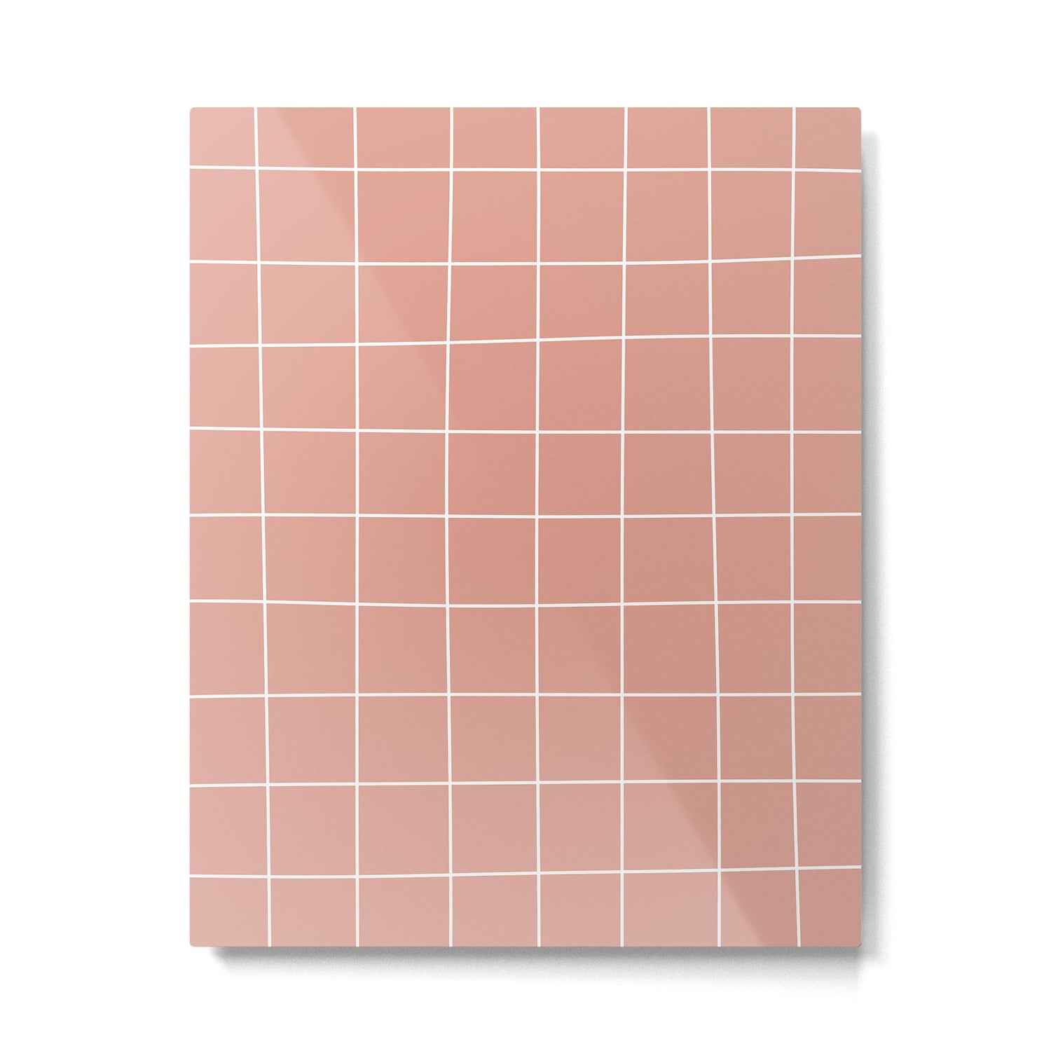 Hand Drawn Grid Pattern Peach Pink Metal Print Gallery Image 6