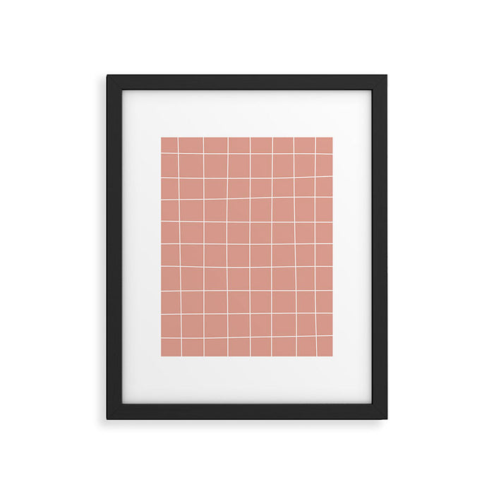 Hand Drawn Grid Pattern Peach Pink Framed Art Print Gallery Image 1