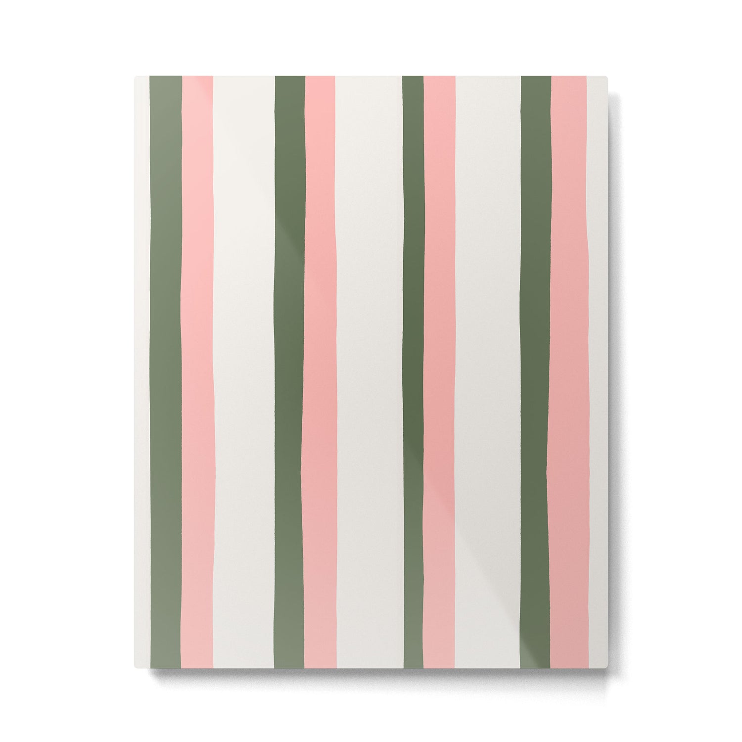 Hand Drawn Vertical Stripes Muted Green & Pink Metal Print Gallery Image 6