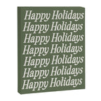 Happy Holidays Cream On Muted Green Canvas Print Gallery Image 6