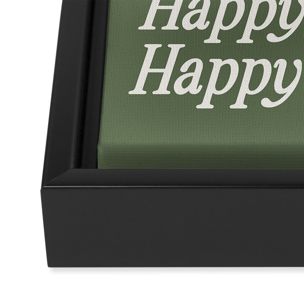 Happy Holidays Cream On Muted Green Framed Canvas Print Gallery Image 3