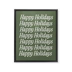 Happy Holidays Cream On Muted Green Framed Canvas Print Gallery Image 6