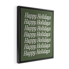 Happy Holidays Cream On Muted Green Framed Canvas Print Gallery Image 2