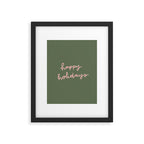 Happy Holidays Green & Pink Framed Art Print Gallery Image 6