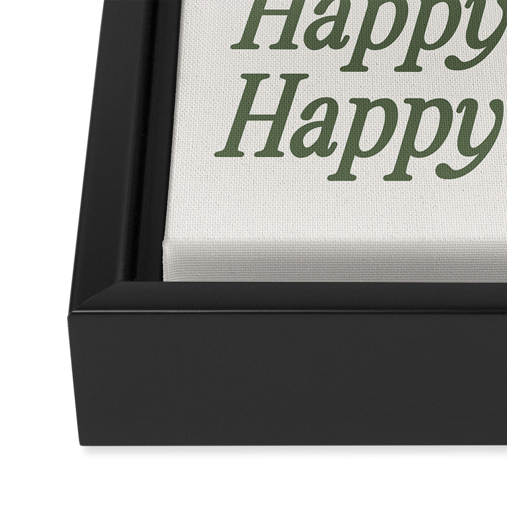 Happy Holidays Muted Green On Cream Framed Canvas Print Gallery Image 3