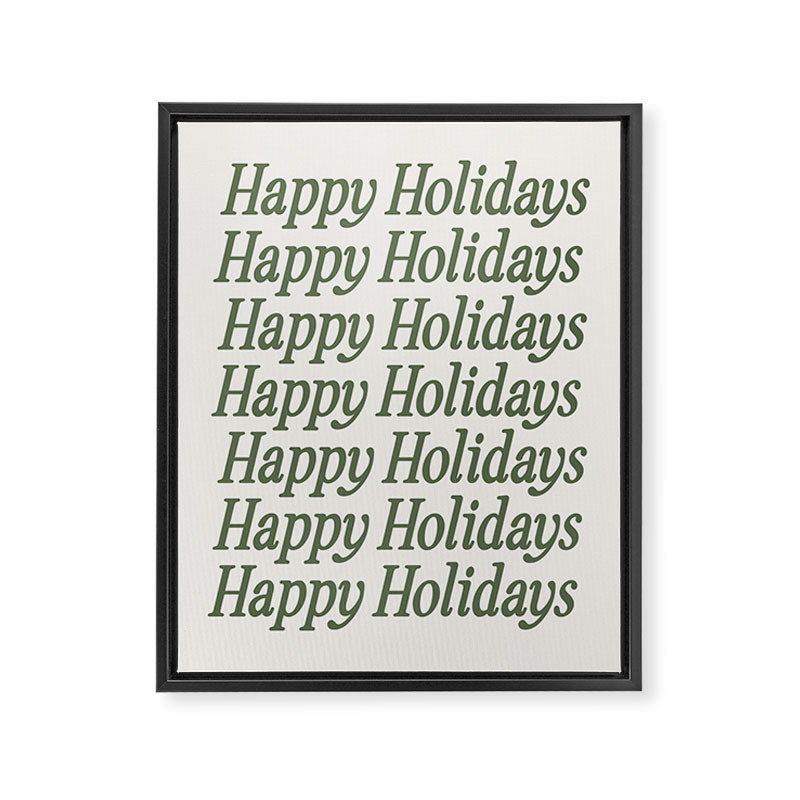 Happy Holidays Muted Green On Cream Framed Canvas Print Gallery Image 8