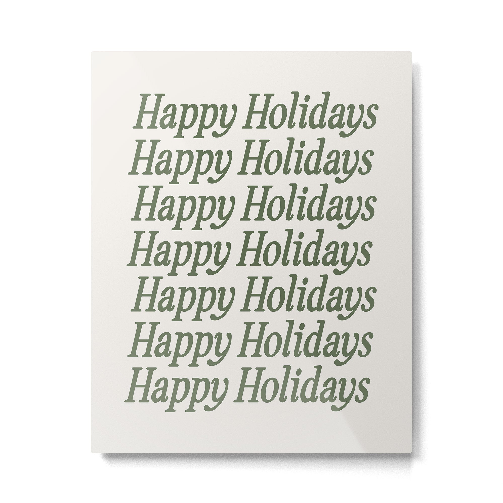 Happy Holidays Muted Green On Cream Metal Print Gallery Image 6