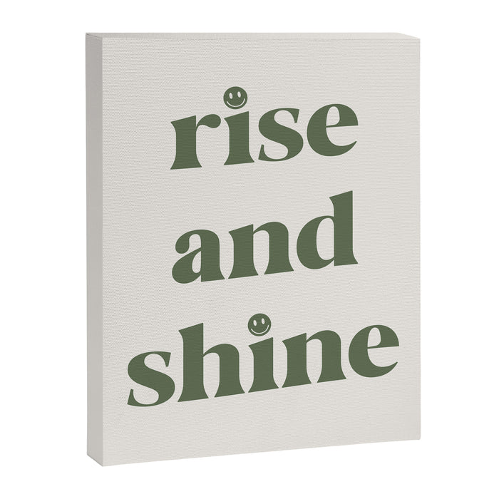 Rise And Shine Muted Green On Cream Canvas Print Gallery Image 1