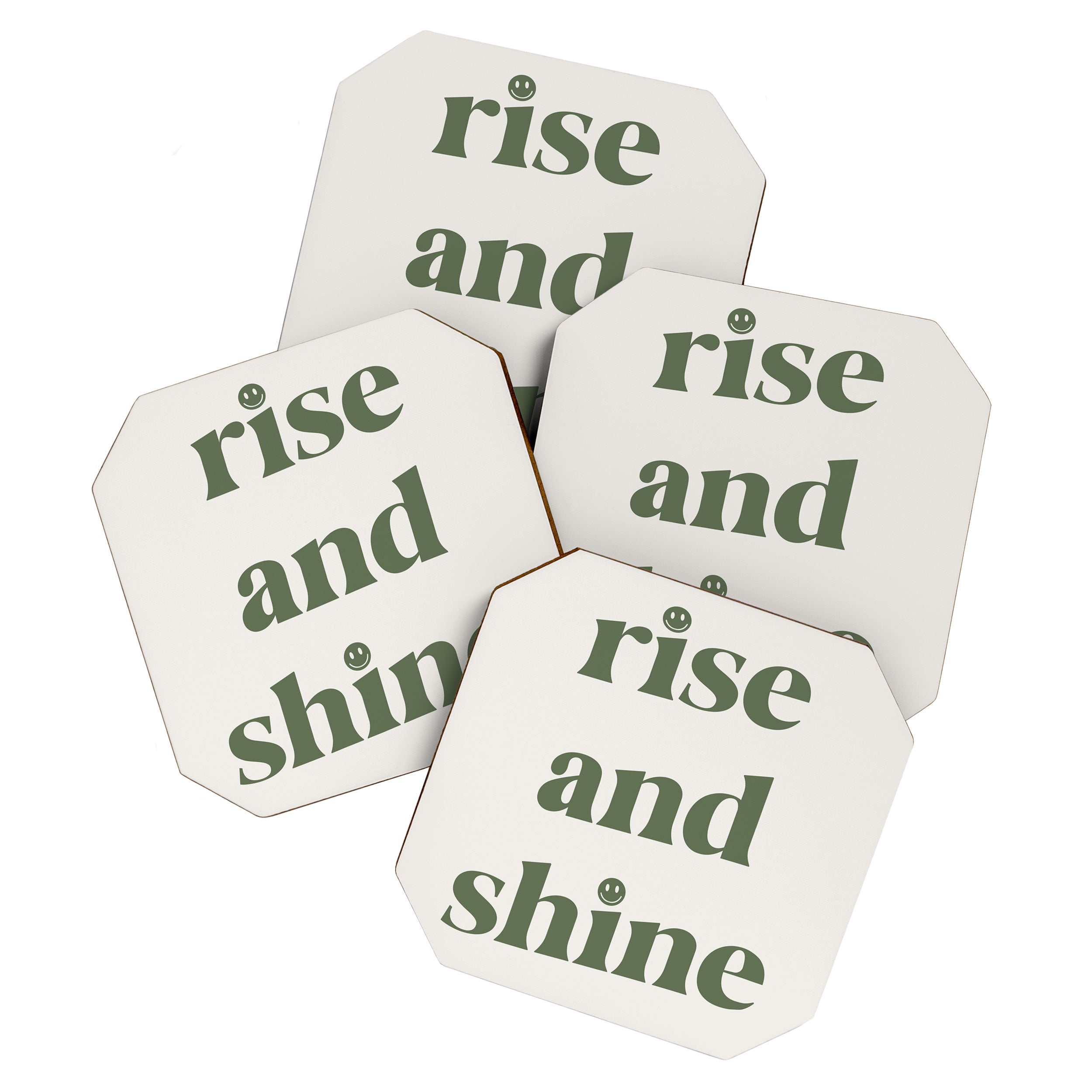 Rise And Shine Muted Green On Cream Coaster Gallery Image 1