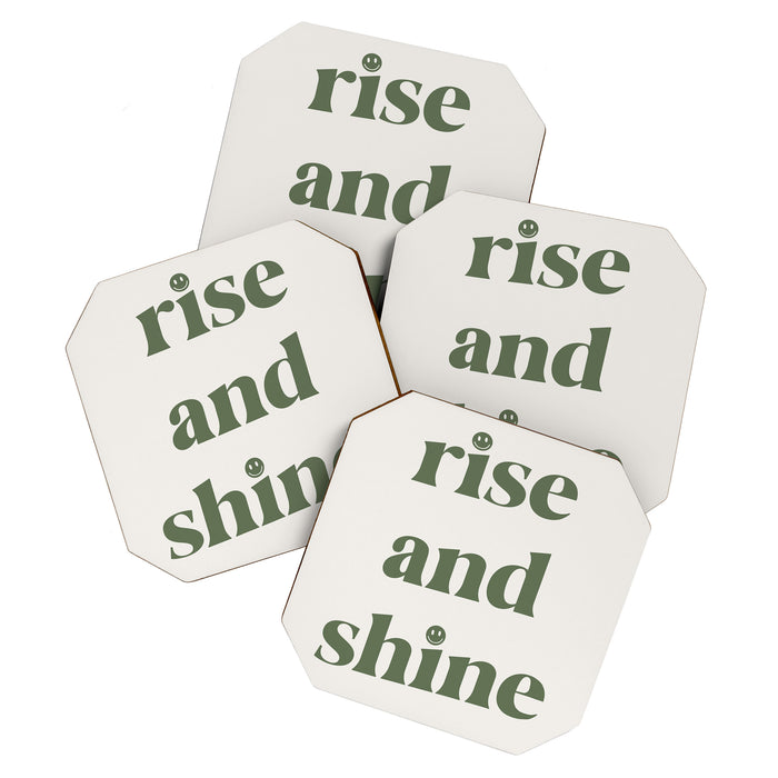 Rise And Shine Muted Green On Cream Coaster Gallery Image 1
