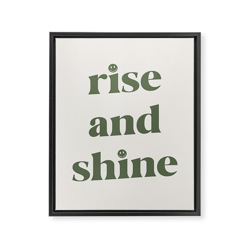 Rise And Shine Muted Green On Cream Framed Canvas Print Gallery Image 8