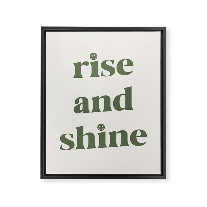 Rise And Shine Muted Green On Cream Framed Canvas Print Gallery Image 1