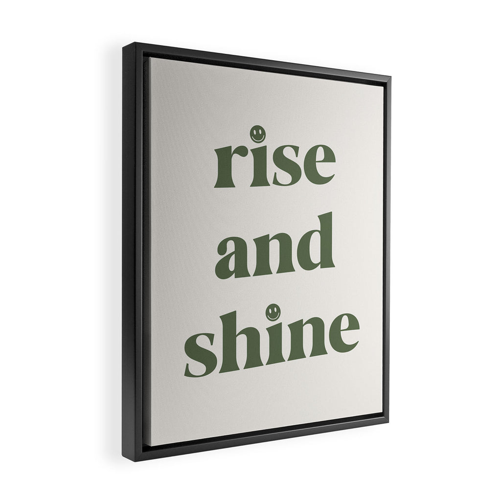 Rise And Shine Muted Green On Cream Framed Canvas Print Gallery Image 2