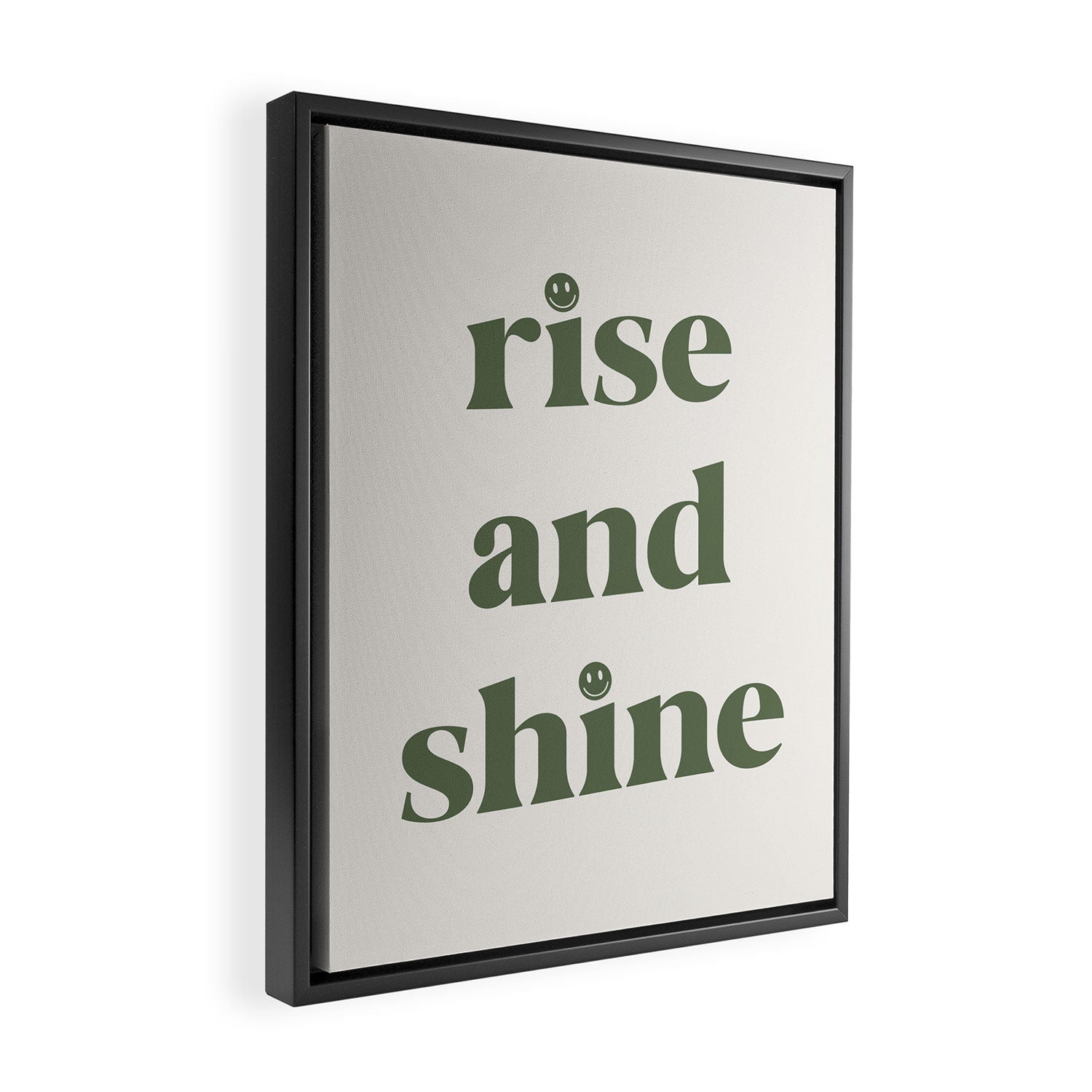 Rise And Shine Muted Green On Cream Framed Canvas Print Gallery Image 2