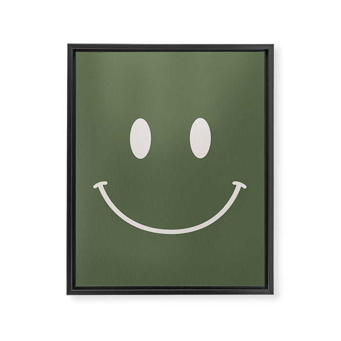 Smile Muted Green Framed Canvas Print Gallery Image 1