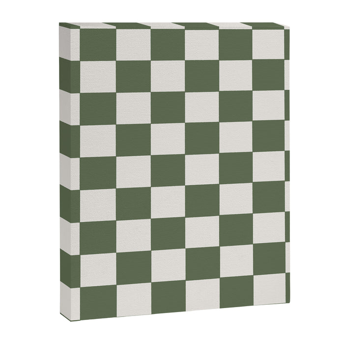 Soft Checkerboard Muted Green Canvas Print Gallery Image 1