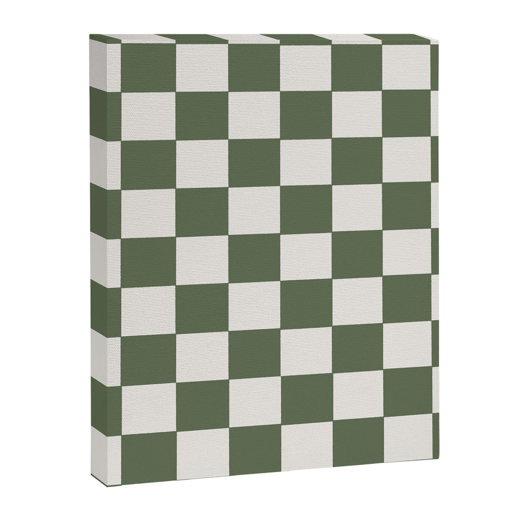 Soft Checkerboard Muted Green Canvas Print Gallery Image 8