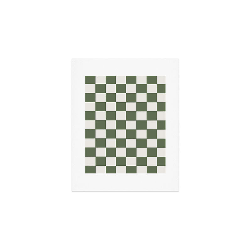 Soft Checkerboard Muted Green Art Print Gallery Image 1