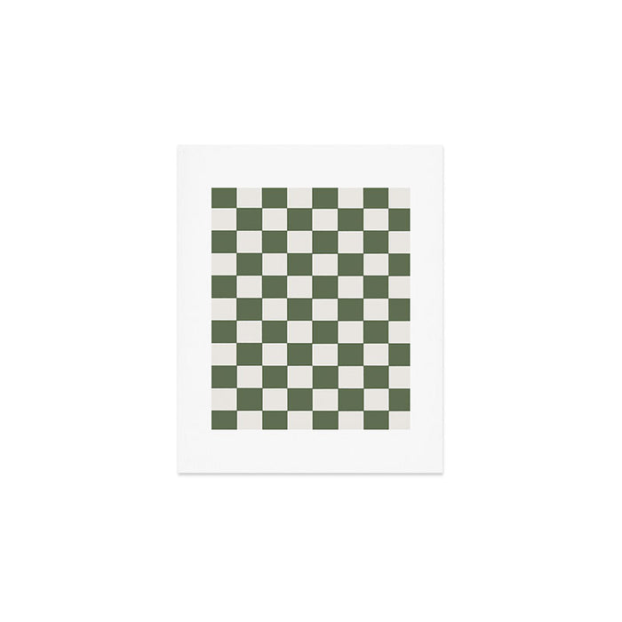 Soft Checkerboard Muted Green Art Print Gallery Image 1