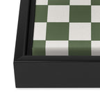 Soft Checkerboard Muted Green Framed Canvas Print Gallery Image 3